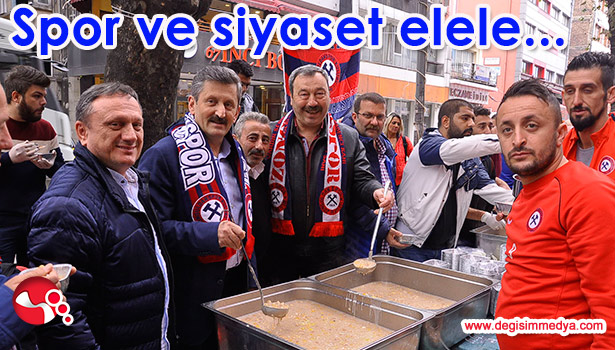 SPOR VE SİYASET ELELE VATANDAŞA AŞURE DAĞITTI