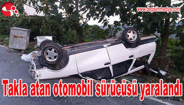 TAKLA ATAN OTOMOBİLİN SÜRÜCÜSÜ YARALANDI