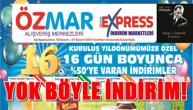 Özmar'dan 16. yılda 16 günlük indirim!