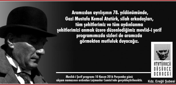ATATÜRK VE SİLAH ARKADAŞLARI İÇİN MEVLİT