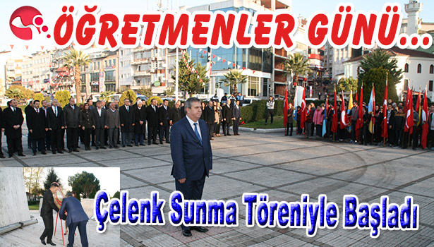 ÖĞRETMENLER GÜNÜ ÇELENK SUNMA TÖRENİYLE BAŞLADI
