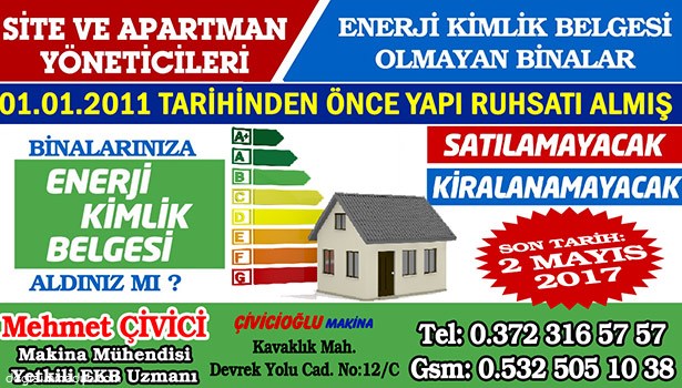 TÜM BİNALARA ENERJİ KİMLİK BELGESİ ZORUNLULUĞU