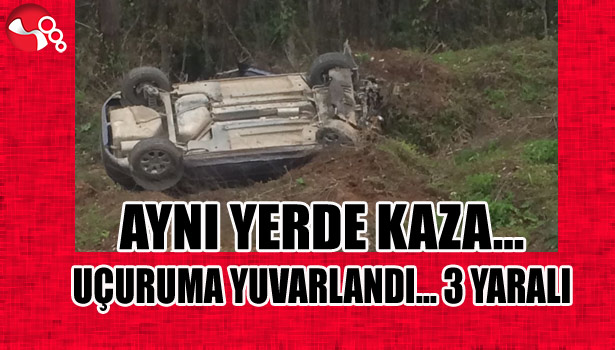 AYNI YERDE KAZA...UÇURUMA YUVARLANDI... 3 YARALI