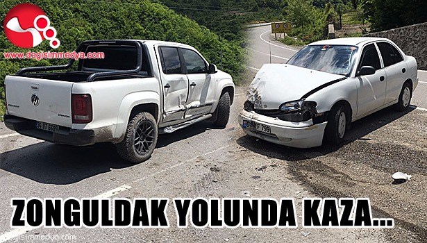OTOMOBİL İLE KAMYONET ÇARPIŞTI...