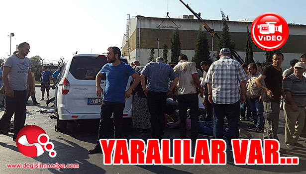 MOTOSİKLET İLE KAMYONET ÇARPIŞTI...