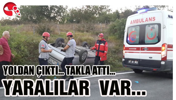 YOLDAN ÇIKTI... TAKLA ATTI... YARALILAR...