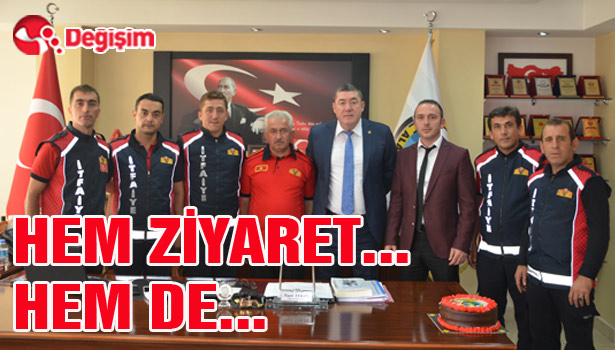 İTFAİYECİLERDEN BAŞKAN TEKİN'E HEM ZİYARET HEM DE ...