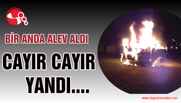 Bir anda alev aldı...Cayır cayır yandı...
