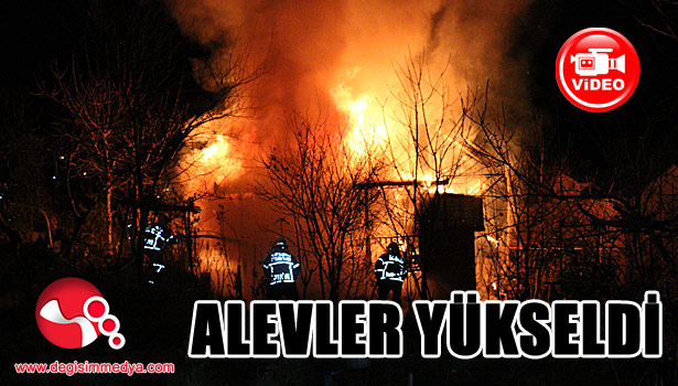 Alevler geceyi aydınlattı... Karı koca evsiz kaldı...