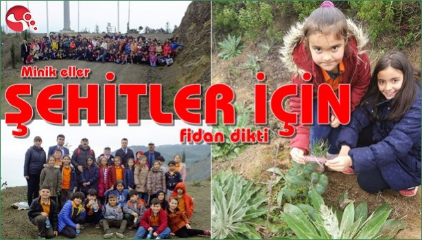Minik eller şehitler için fidan dikti...
