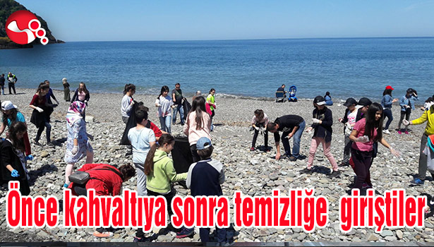 Önce kahvaltıya sonra temizliğe giriştiler...