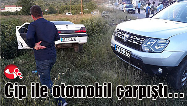 Cip ile otomobil çarpıştı...