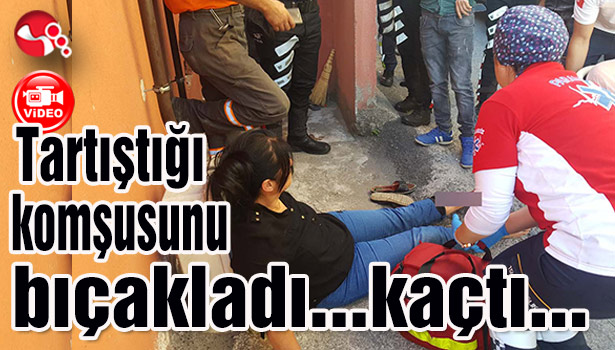 Tartıştığı komşusunu bıçakladı...kaçtı..