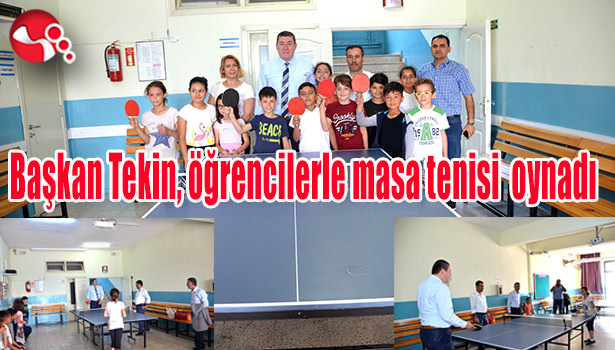 Başkan Tekin, öğrencilerle masa tenisi oynadı