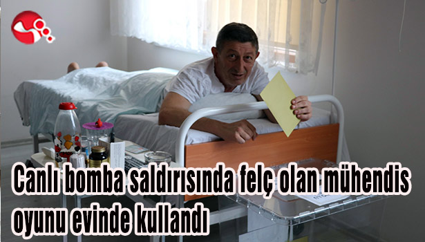 Canlı bomba saldırısında felç olan mühendis oyunu evinde kullandı