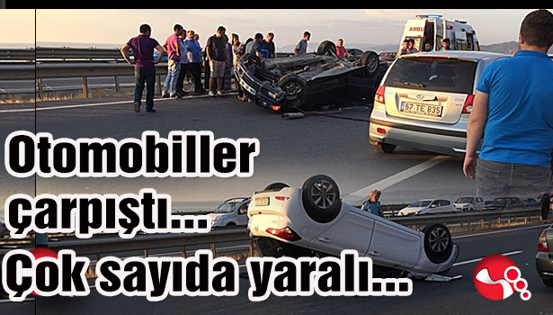 Otomobiller çarpıştı... Devrildi...Çok sayıda yaralı...