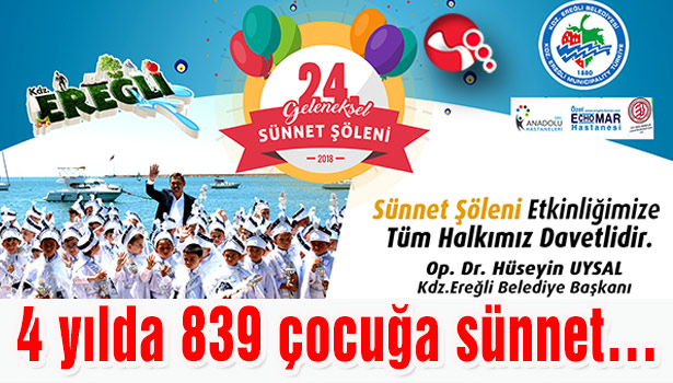 4 yılda 839 çocuğa sünnet...