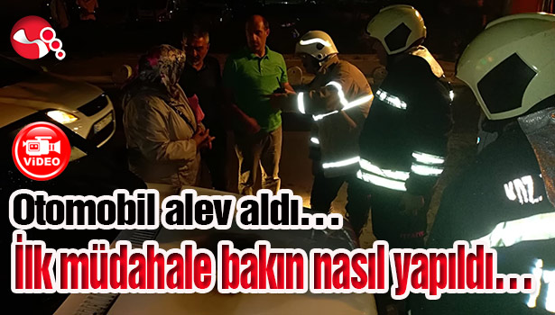 Otomobil alev aldı... İlk müdahale bakın nasıl yapıldı...