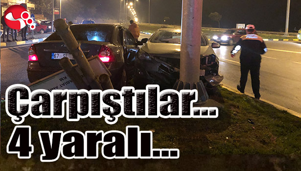 Çarpıştılar...4 yaralı var...