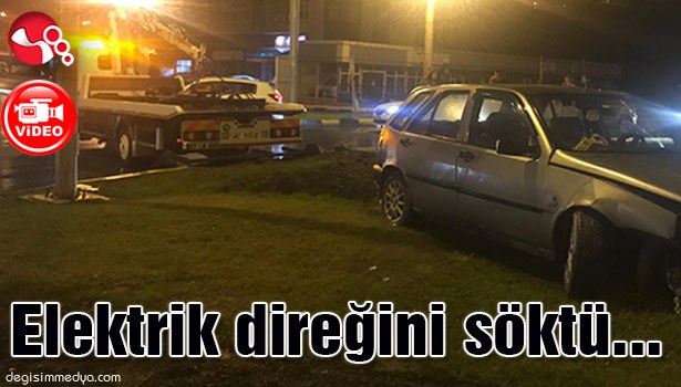 Elektrik direğini söktü...