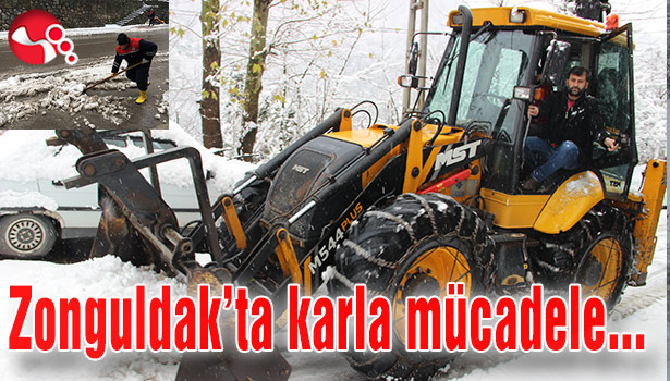 Zonguldak'ta karla mücadele...