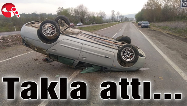 Karşı şeride geçti... Takla attı...