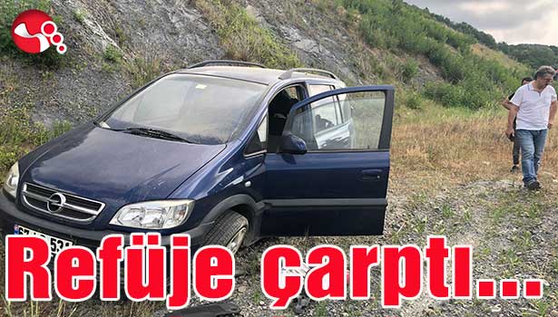 Otomobil refüje çarptı...