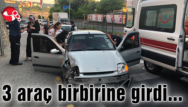 3 araç birbirine girdi...