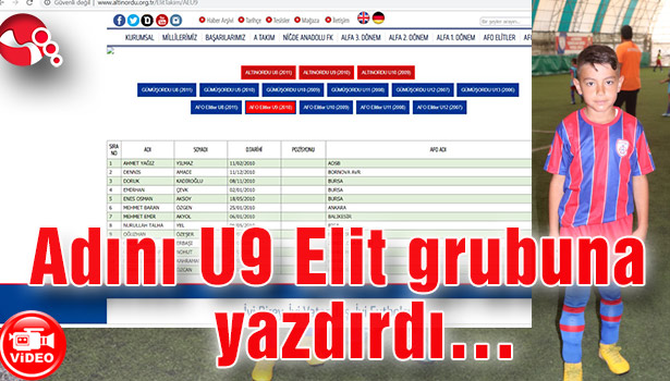 Adını U9 Elit grubuna yazdırdı...