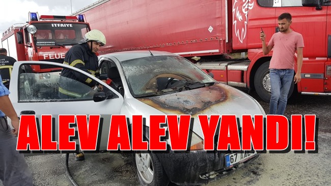 Seyir halindeki araç alev aldı