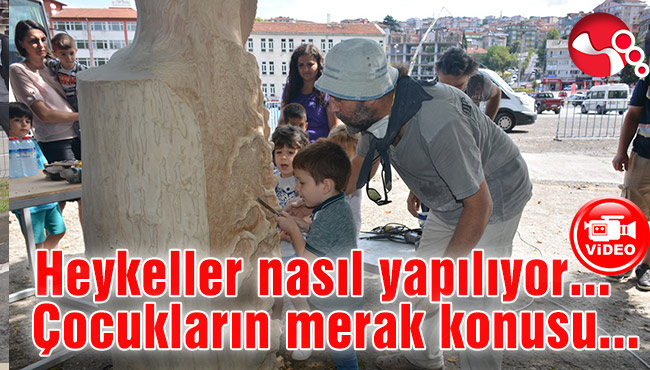 Heykeller nasıl yapılıyor... Çocukların ilgi odağı oldu...
