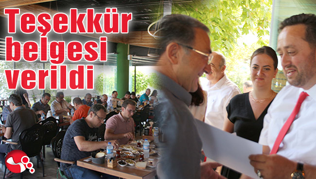 Teşekkür belgesi verildi