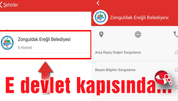 Ereğli Belediyesi E devlet kapısında...
