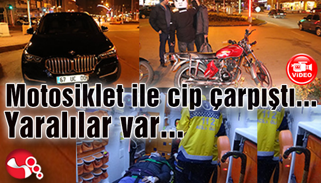 Motosiklet ile cip çarpıştı...Yaralılar var...