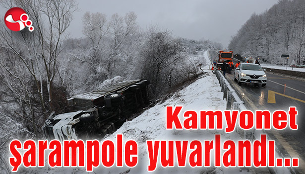 Kamyon şarampole yuvarlandı...