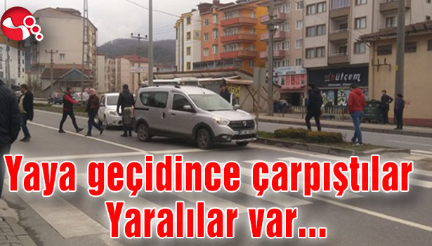 Yaya geçidinde çarpıştılar... Yaralılar var...
