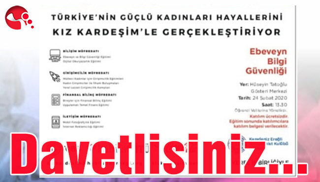 Soroptimistliler’den “Ebeveyn Bilgi Güvenliği” Konferansı... Davetlisiniz...