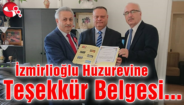 İzmirlioğlu Huzurevine Teşekkür Belgesi...