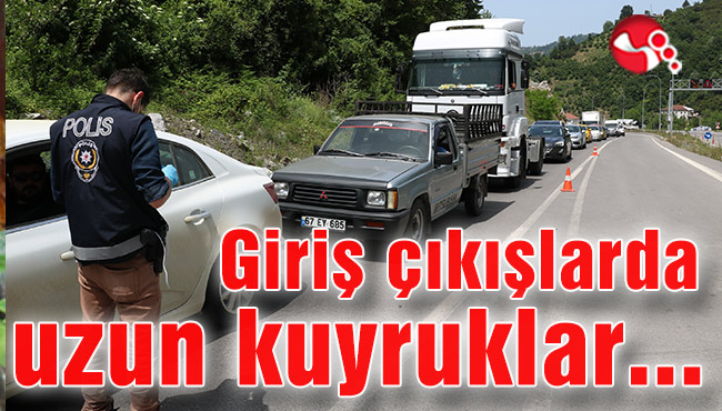 İl merkezine giriş çıkışlarda uzun kuyruklar…