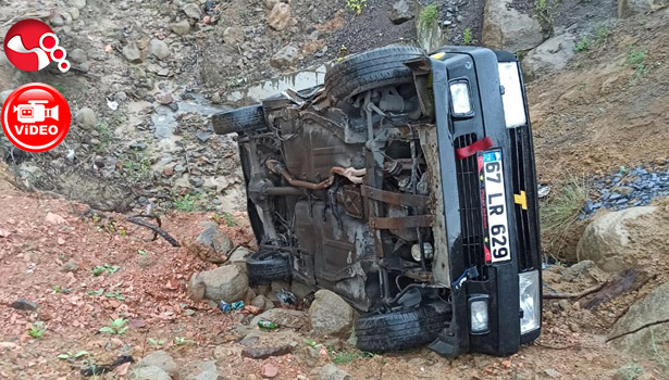 Virajı alamadı, şarampole yuvarlandı!..