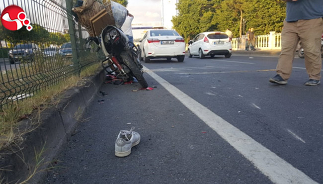 Motosiklet kırmızı ışıkta bekleyen araçların arasına daldı…