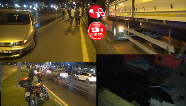 TIR'ın Motor Yağı döküldü... Araçlar birbirine girdi...