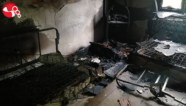 Priz yangınında eşyalar yok oldu