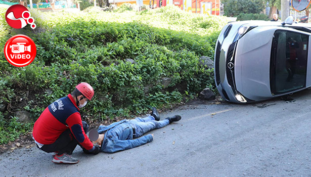 Geri geri çıkarken yayaya çarptı...