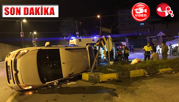 PİDOS Kavşağında kaza! Takla attı...