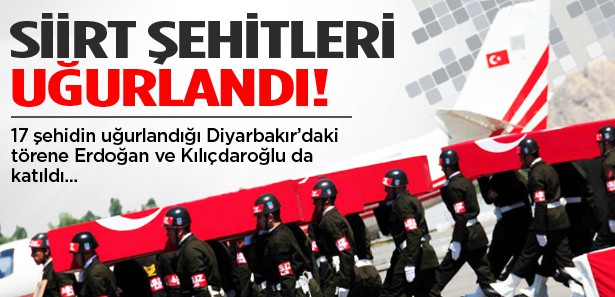 17 şehit asker için ilk tören Diyarbakır'da yapıldı