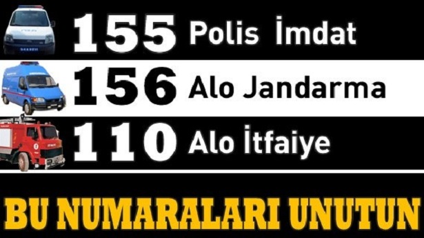 İtfaiye, ambulans, jandarma, polis hepsi aynı numara
