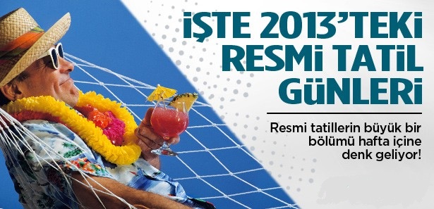 2013'te kaç gün resmi tatil var ?