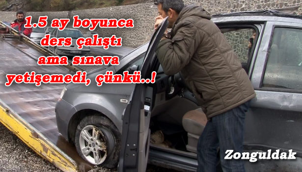 SINAVA GİDERKEN KAZA YAPTI