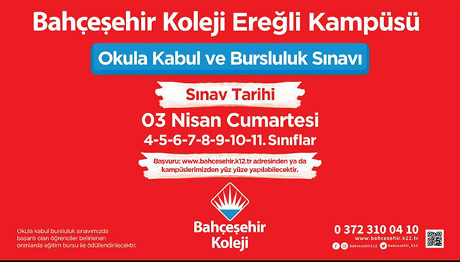 Bahçeşehir Kolejinde okula kabul ve bursluluk sınavı 3 Nisan`da yapılacak